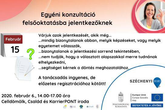 Egyéni konzultáció felsőoktatásba jelentkezőknek Egyéni konzultáció felsőoktatásba jelentkezőknek